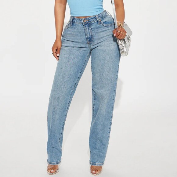 Slim Straight Leg Jeans - Medium Wash - Picture 1 of 3